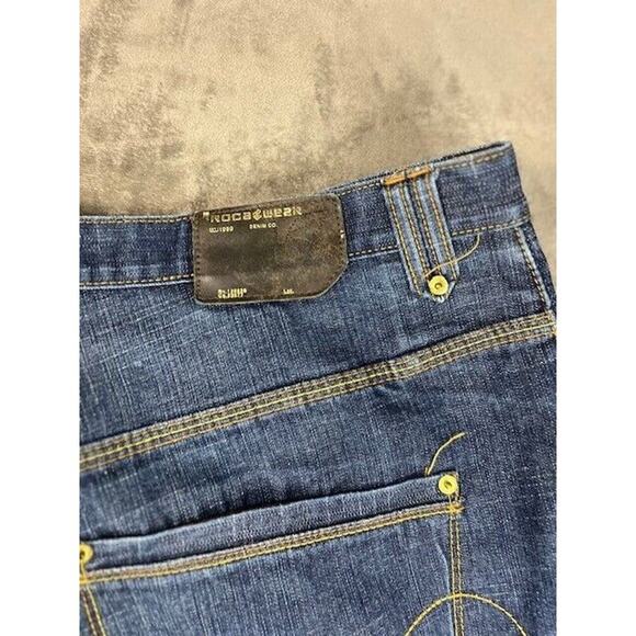 ROCAWEAR JEANS SIZE 42 W. Dark Blue Denim Regular Fit Zip Fly Roca Wear logo - Picture 8 of 10